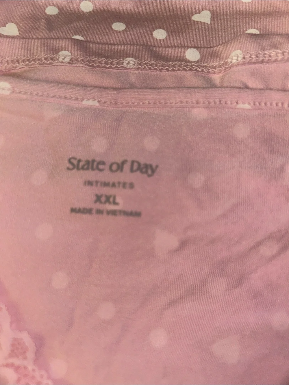NWT Plus Size Heart & polka dot pink sleep set with lace decor